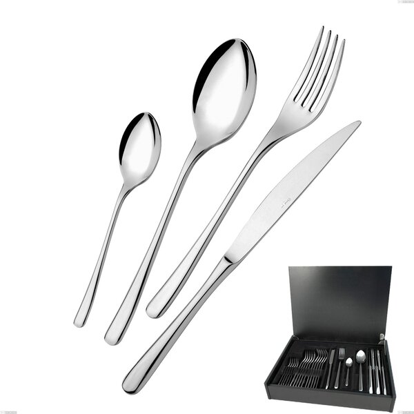 Opera 24 Piece Cutlery Set in Wooden Case, Stainless Steel 18/10 (AISI304), Thickness 5.00 mm
