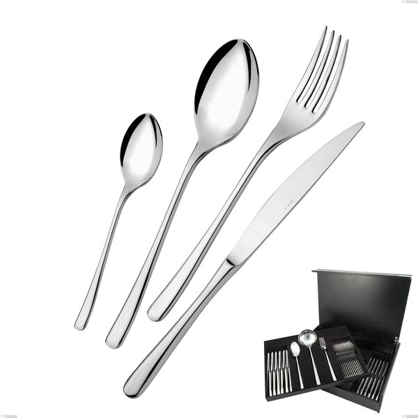 Opera 75-Piece Cutlery Set in Wooden Case, Stainless Steel 18/10 (AISI304), 5.00 mm Thickness