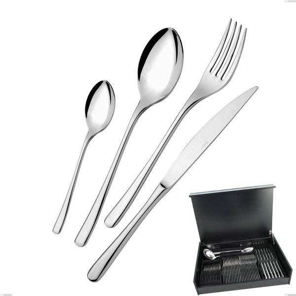 Opera 51-Piece Cutlery Set in Wooden Case, Stainless Steel 18/10 (AISI304), 5.00 mm Thickness
