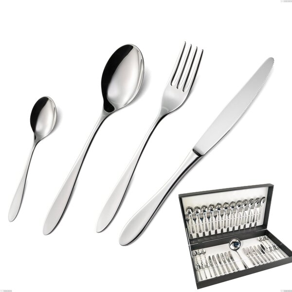 Oasi 49 Piece Cutlery Set in Canteen Box, Polished AISI 304 Stainless Steel, 2 mm Thickness