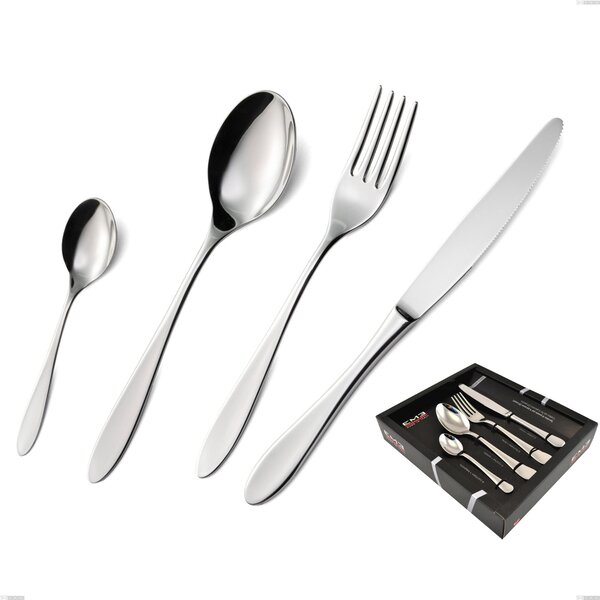 Oasi 24 Piece Cutlery Set in Showcase Packaging, Polished Stainless Steel Aisi 304, 2 mm Thickness