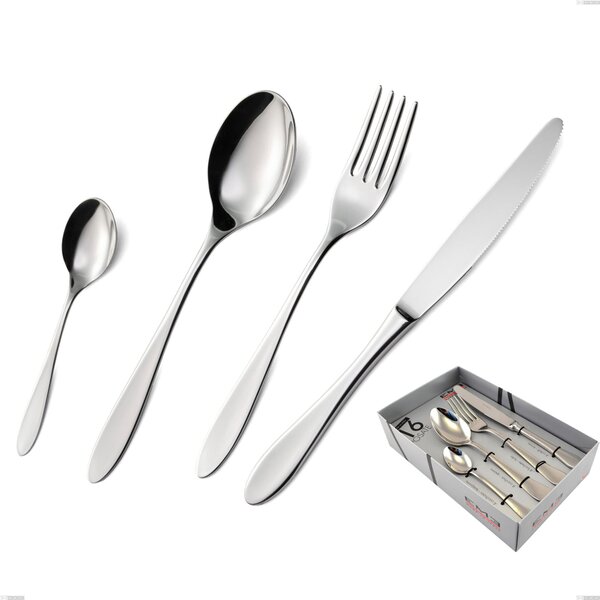 Oasi 16 Piece Cutlery Set in Display Box, Polished AISI 304 Stainless Steel, 2 mm Thickness