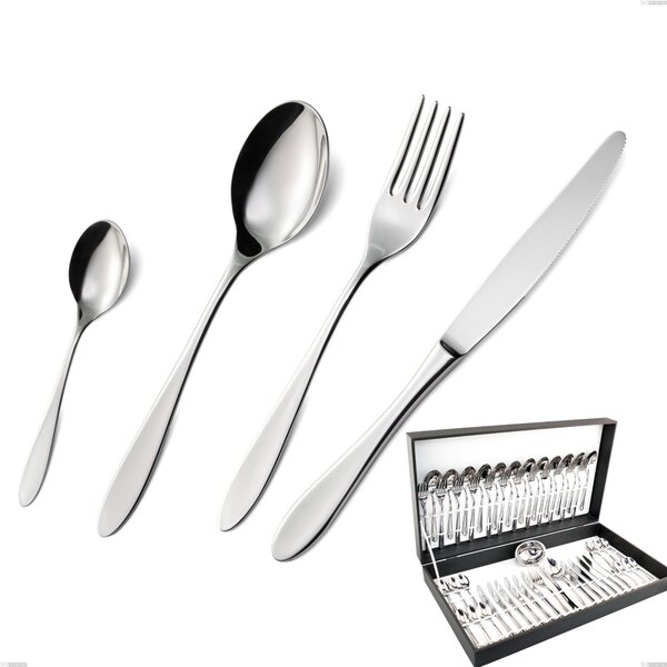 Oasi 51 Pieces Cutlery Set in Canteen Box, Polished Stainless Steel AISI 304, 2 mm Thickness