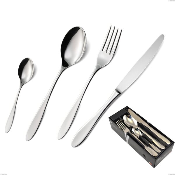Oasi 24 Piece Cutlery Set in Space-Saving Packaging, Polished Stainless Steel Aisi 304, 2 mm Thickness