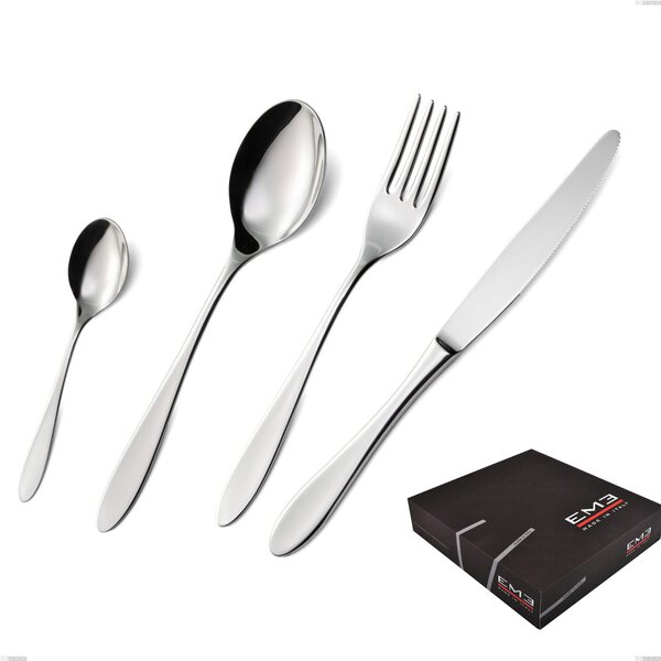 Oasi 49 Piece Cutlery Set in Gift Box, Polished Stainless Steel Aisi 304, 2 mm Thickness