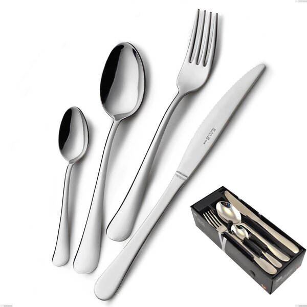 Oxford 24 Piece Cutlery Set in Space-Saving Packaging, Economical Knife, Stainless Steel 18/C (AISI430), 2.00 mm Thickness