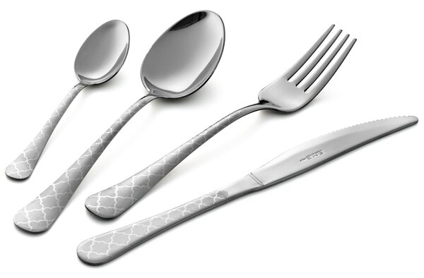 Oxford Damask 24 Piece Cutlery Set in Display Case, Economical Knife, 18/0 Stainless Steel (AISI 430) Laser Engraved, 2 mm Thickness