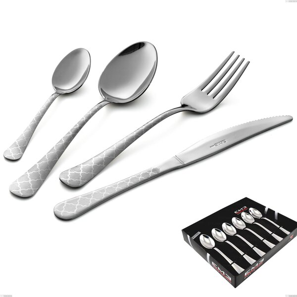 Set of 6 Oxford Damask Coffee Spoons in Display Box, 18/0 Stainless Steel (aisi 430) Laser Engraved, 2 mm Thickness