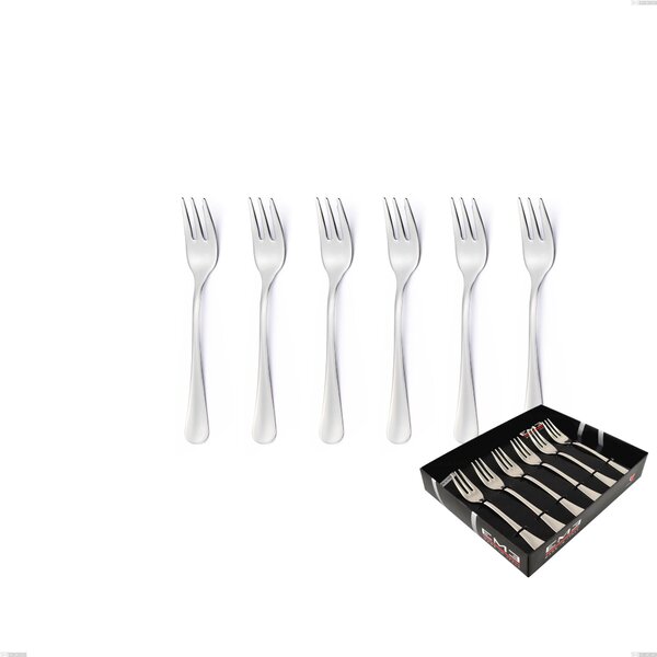 Oxford Set of 6 Dessert Forks in Showcase Packaging, Stainless Steel 18/C (AISI430), 2.00 mm Thickness