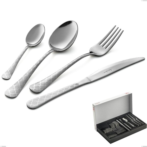 Oxford Damask 30-piece cutlery set in panoramic packaging, economical knife, 18/0 steel (aisi 430) laser engraved steel, 2 mm thickness