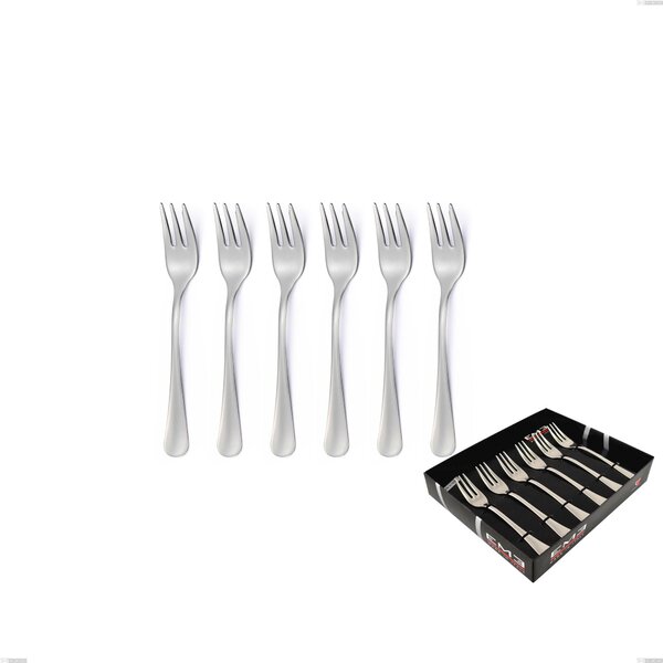 Set of 6 Oxford Sandblasted Dessert Forks in Display Box, 18/0 Stainless Steel (aisi 304) Brushed Finish, 2 mm Thickness