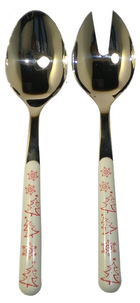 BRIO BIANCO Christmas 2-Piece Salad Cutlery Set in 18/C Stainless Steel with Gift Packaging
