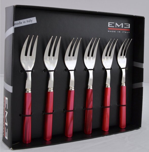 PERLA ROSSO Dessert Forks in 18/10 Stainless Steel 2 mm Thickness in EME Packaging Pearl rosso