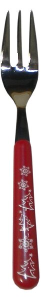 Dessert Forks and Server 7 Piece Set BRIO ROSSO Christmas 18/C Stainless Steel in Gift Box