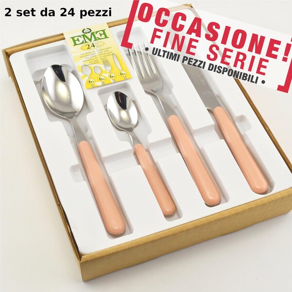 48-Piece Cutlery Set for 12 Table Settings BRIO ROSA 53 EME Stainless Steel 18/10 with ABS Handle