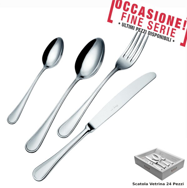 IMPERO 24 Piece Cutlery Set with Hollow Handle Knives, 18-10 Polished Stainless Steel, 3 mm Thickness, Polished Stainless Steel Finish