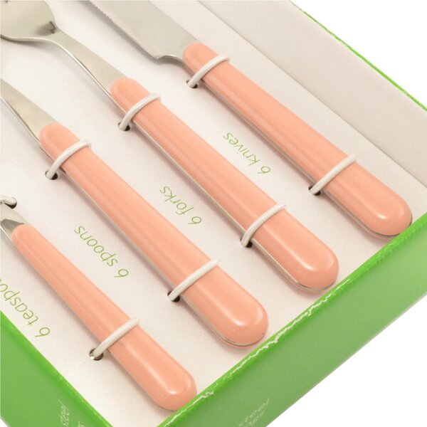 24-Piece Cutlery Set for 6 Table Settings BRIO ROSA 53 EME (aisi 430) with ABS Handle posate colorate