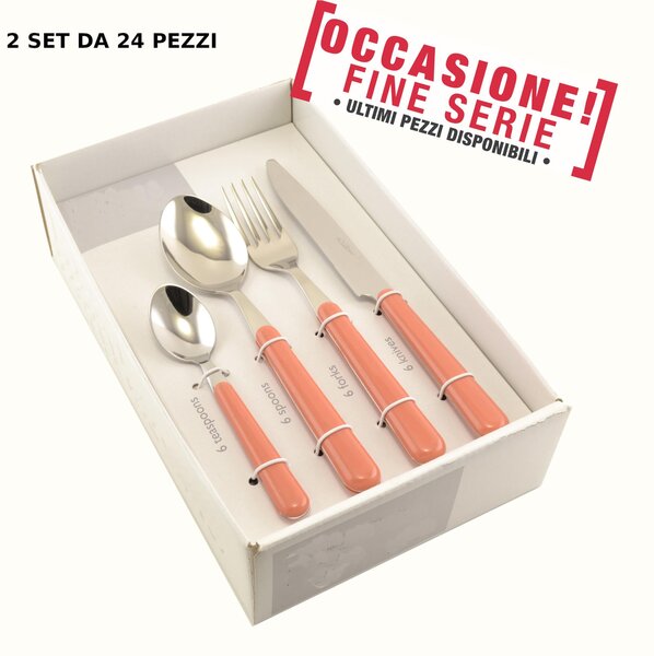 BRIO 48 Pieces Salmon Colour Cutlery Set 13 Dishwasher Safe EME