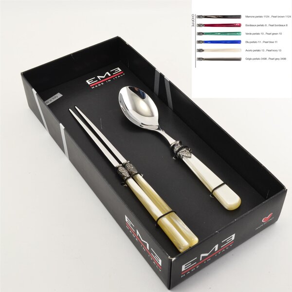 Showcase Pack 2 Pairs of Asian Kitchen Chopsticks and Fruit Spoon 220 mm Various Colours Name: chopstick
