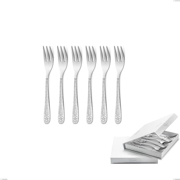 Set of 6 Portofino dessert forks in book-style box, Polished stainless steel (Aisi 304)