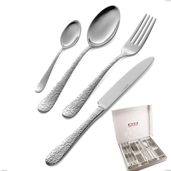 Portofino 24 Piece Cutlery Set in Presentation Box, Polished Stainless Steel (Aisi 304)