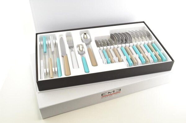 BRIO Colourful Cutlery Set 24 Pieces in Stainless Steel 18/C in Panoramic Pastel Colours Packaging