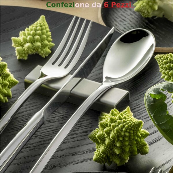 Universal Cutlery Holder 18.10 Stainless Steel 6 Pieces Dimensions 85x25 h 10 mm Sandblasted Stainless Finish