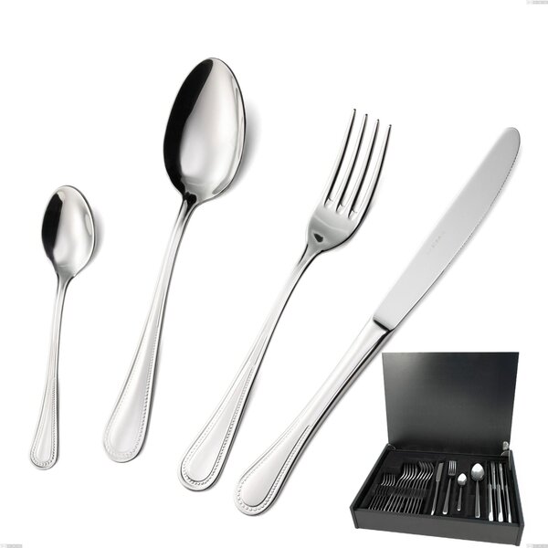 24-Piece Privilege Cutlery Set in Wooden Canteen Box, Polished Stainless Steel AISI 304, 2.5 mm Thickness