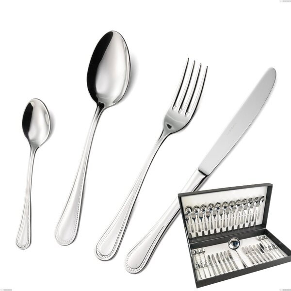 Privilege 49-Piece Cutlery Set in Canteen Box, Polished AISI 304 Stainless Steel, 2.5 mm Thickness