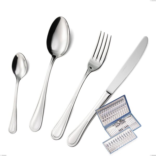 75 Piece Privilege Cutlery Set in Canteen Box, Polished Aisi 304 Stainless Steel, 2.5 mm Thickness