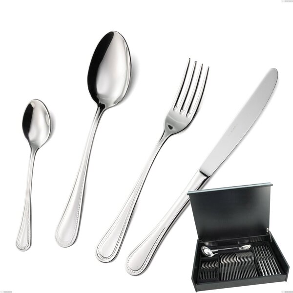 51-Piece Privilege Cutlery Set in Wooden Canteen Box, Polished Stainless Steel AISI 304, 2.5 mm Thickness
