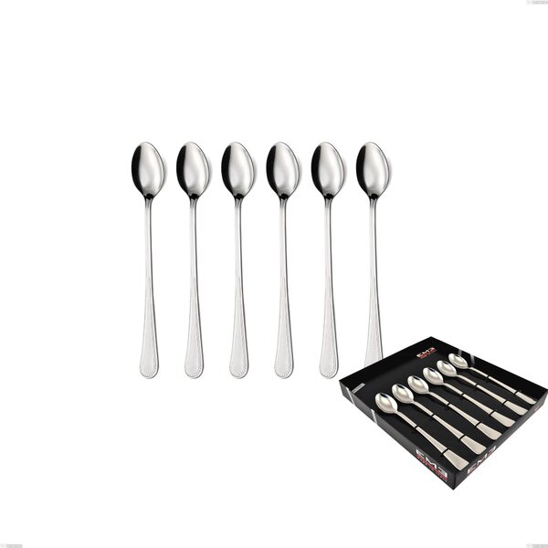 Showcase Pack 6 Pieces Privilege Soda Spoons, Stainless Steel Aisi 304 Polished Cutlery, 2.5 mm Thickness