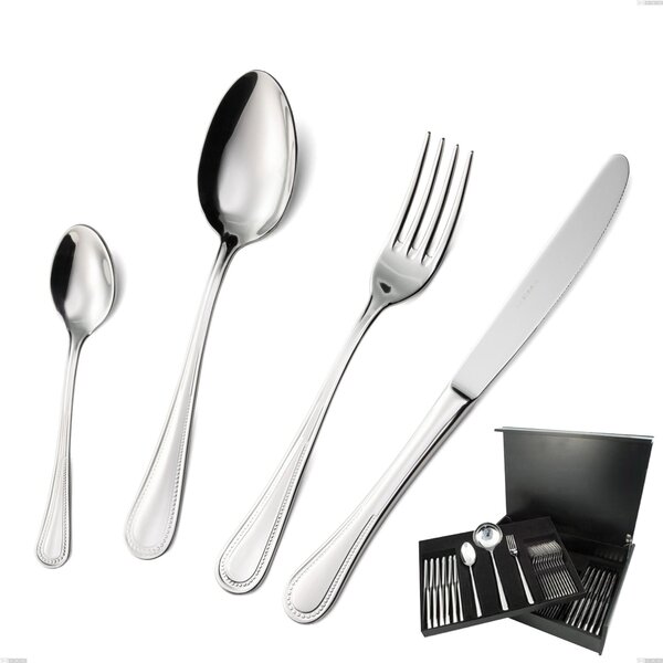 75 Piece Privilege Cutlery Set in Wooden Canteen Box, Polished Stainless Steel Aisi 304, 2.5 mm Thickness