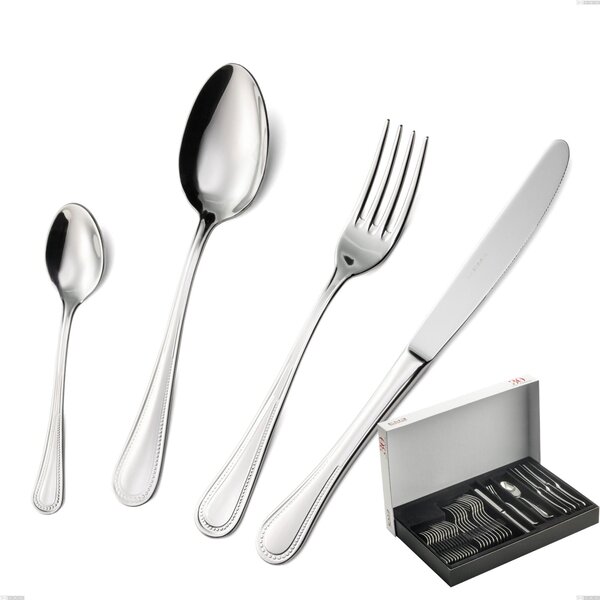 30-Piece Privilege Cutlery Set in Panoramic Packaging, Polished AISI 304 Stainless Steel, 2.5mm Thickness