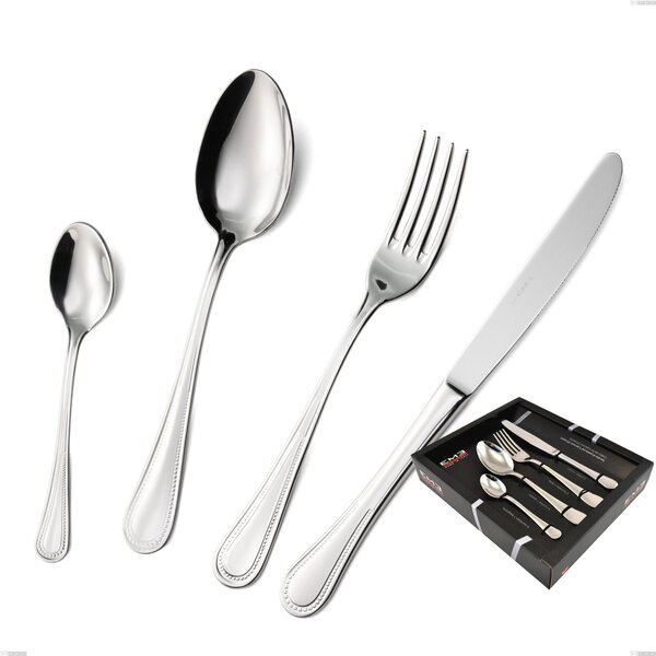 PRIVILEGE Cutlery Set 24 Pieces 6 Table Settings 6 Knives 6 Forks 6 Spoons 6 Coffee Teaspoons Stainless Steel 18/10