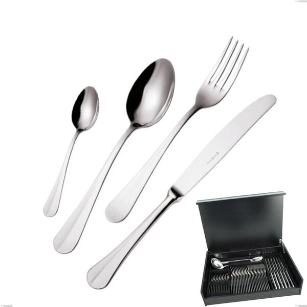 Royal 51 Piece Cutlery Set in Wooden Case, Polished 18-10 Stainless Steel, 2.5 mm Thickness