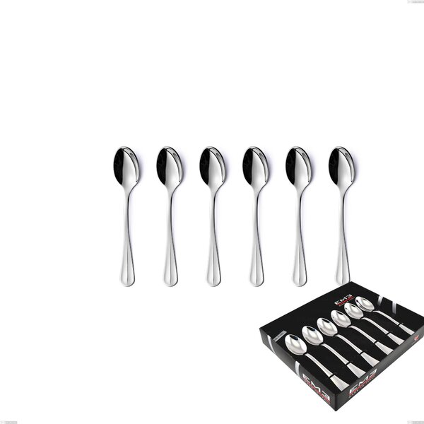 Royal 6 Coffee Spoons Set in Showcase Box, Polished 18-10 Stainless Steel, 2.5 mm Thickness