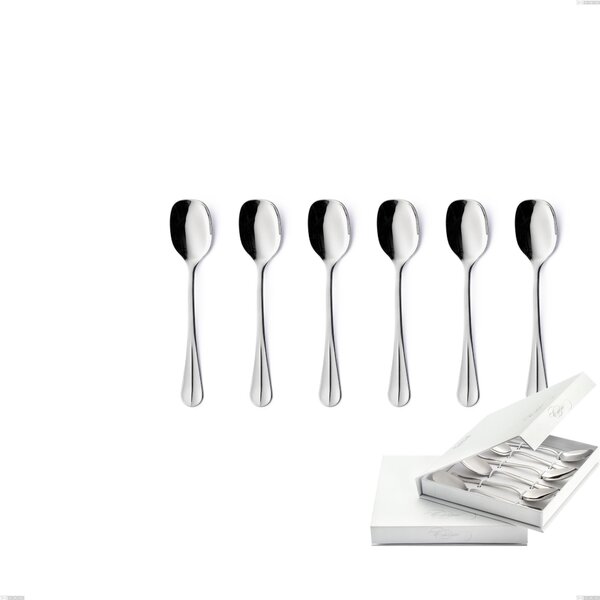 Royal 6 Ice Cream Spoons Set in Book Closure Box, Polished 18-10 Stainless Steel, 2.5 mm Thickness