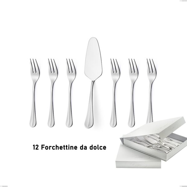 Royal 13-Piece Dessert Cutlery Set, Small Forks and Cake Server in Book-Type Box, Polished 18-10 Stainless Steel, 2.5 mm Thickness