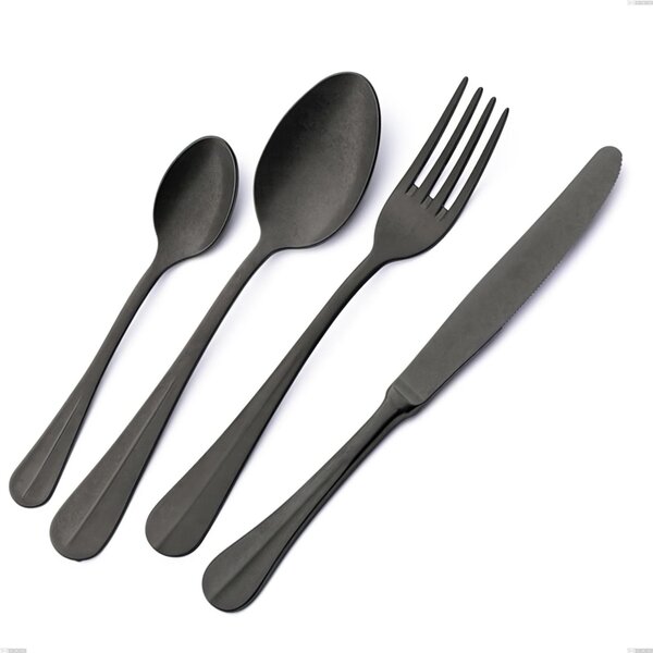 Royal Retr� PVD Black Table Spoon, Antique 18/10 Stainless Steel, 2.5 mm Thickness, 205 mm Length, PVD Black