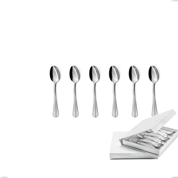 Set of 6 Royal Moka Spoons in Book-Type Box, Polished 18-10 Stainless Steel, 2.5 mm Thickness