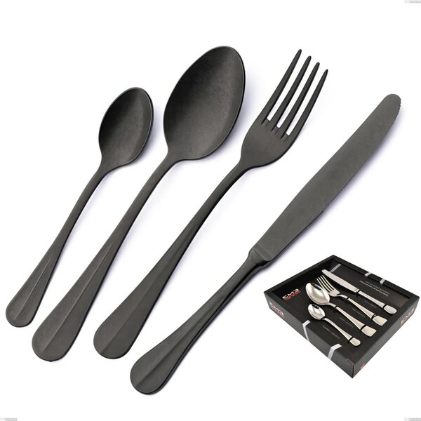 24-Piece Royal Retr� PVD Black Cutlery Set in Showcase Box, Antique 18/10 Stainless Steel, 2.5 mm Thickness, PVD Black