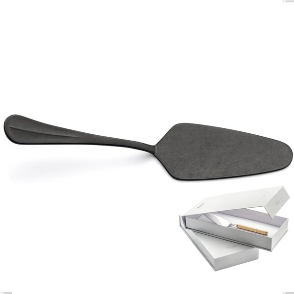 Royal Retr� PVD Black Cake Server in Book-style Box, Antique 18/10 Stainless Steel, 2.5 mm Thickness, PVD Black