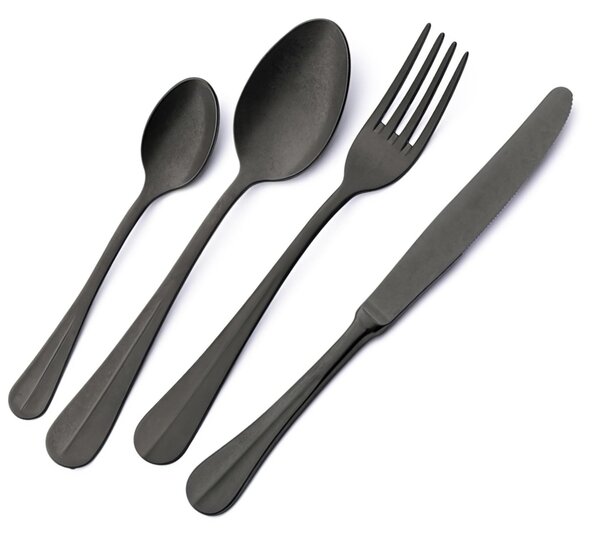 Royal Retr� PVD Black 51-piece cutlery set in wooden case, Antique 18/10 stainless steel, 2.5 mm thickness, PVD black