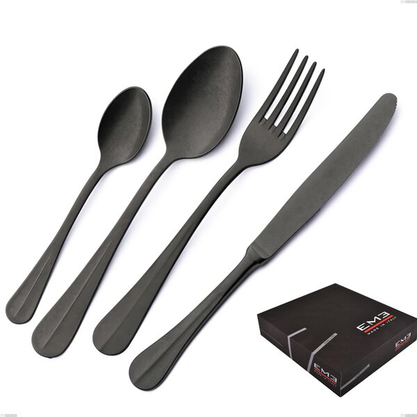 49-Piece Royal Retr� PVD Black Cutlery Set in Gift Box, Antique 18/10 Stainless Steel, 2.5 mm Thickness, PVD Black
