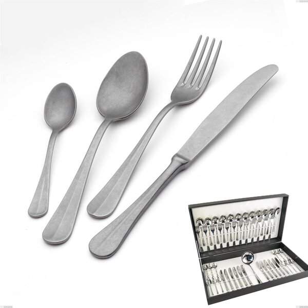 Royal Retro 49-piece cutlery set in canteen box, 18-10 stainless steel with vintage finish, 2.5 mm thickness