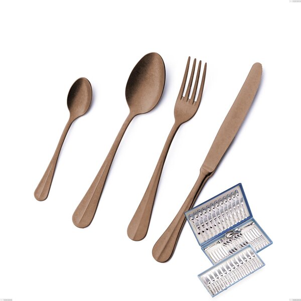 75-Piece Royal Retr� PVD Chocolate Cutlery Set in Gift Case, Antique 18/10 Steel, 2.5 mm Thickness, PVD Chocolate