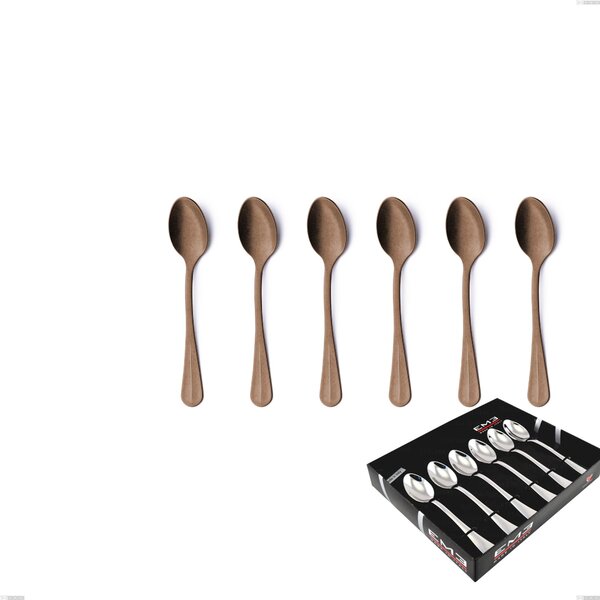 Set of 6 Royal Retr� PVD Chocolate Coffee Spoons in Display Box, Antique 18/10 Stainless Steel, 2.5 mm Thickness, PVD Chocolate
