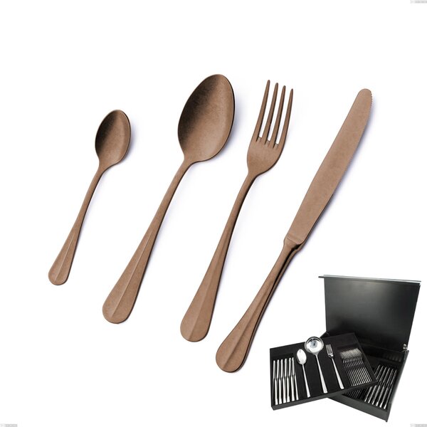 75-Piece Royal Retr� PVD Chocolate Cutlery Set in Wooden Case, Antique 18/10 Steel, 2.5 mm Thickness, PVD Chocolate