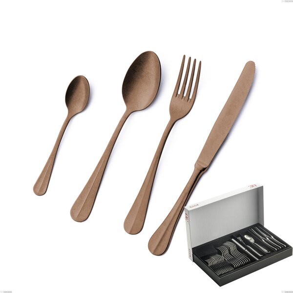 30-Piece Royal Retr� PVD Chocolate Cutlery Set in Panoramic Packaging, Antique 18/10 Stainless Steel, 2.5 mm Thickness, PVD Chocolate